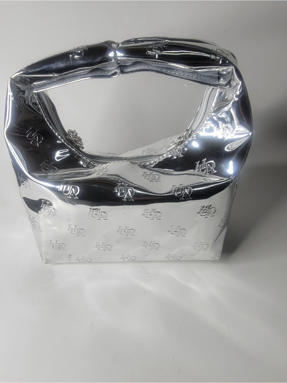 HUDA BEAUTY Metallic Silver Logo Mini Shoulder Bag